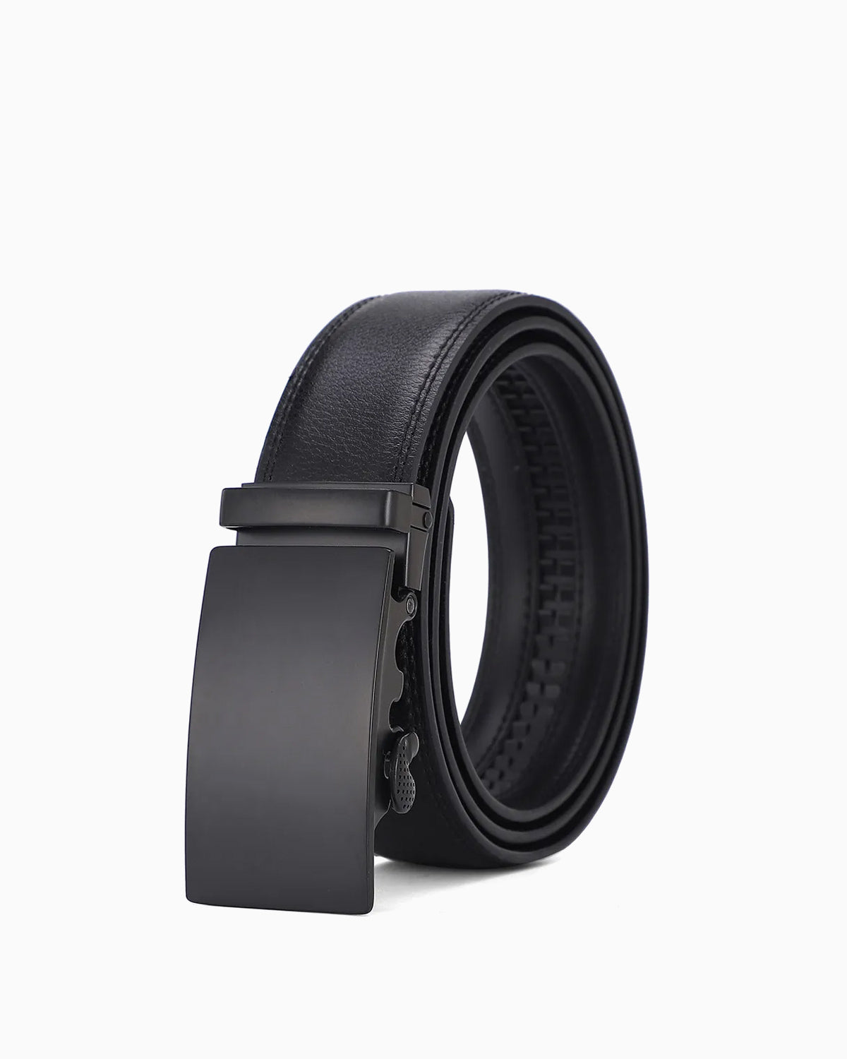 Men's Classic Genuine Leather Ratchet Belt with Matte Black Buckle