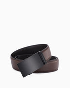 Men's Classic Genuine Leather Ratchet Brown Belt with Matte Black Buckle