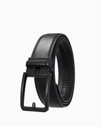 Men's Classic Genuine Leather Black Ratchet Belt with Black Buckle