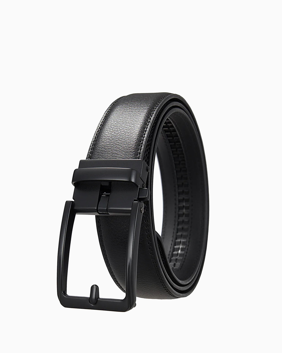 Men's Classic Genuine Leather Black Ratchet Belt with Black Buckle