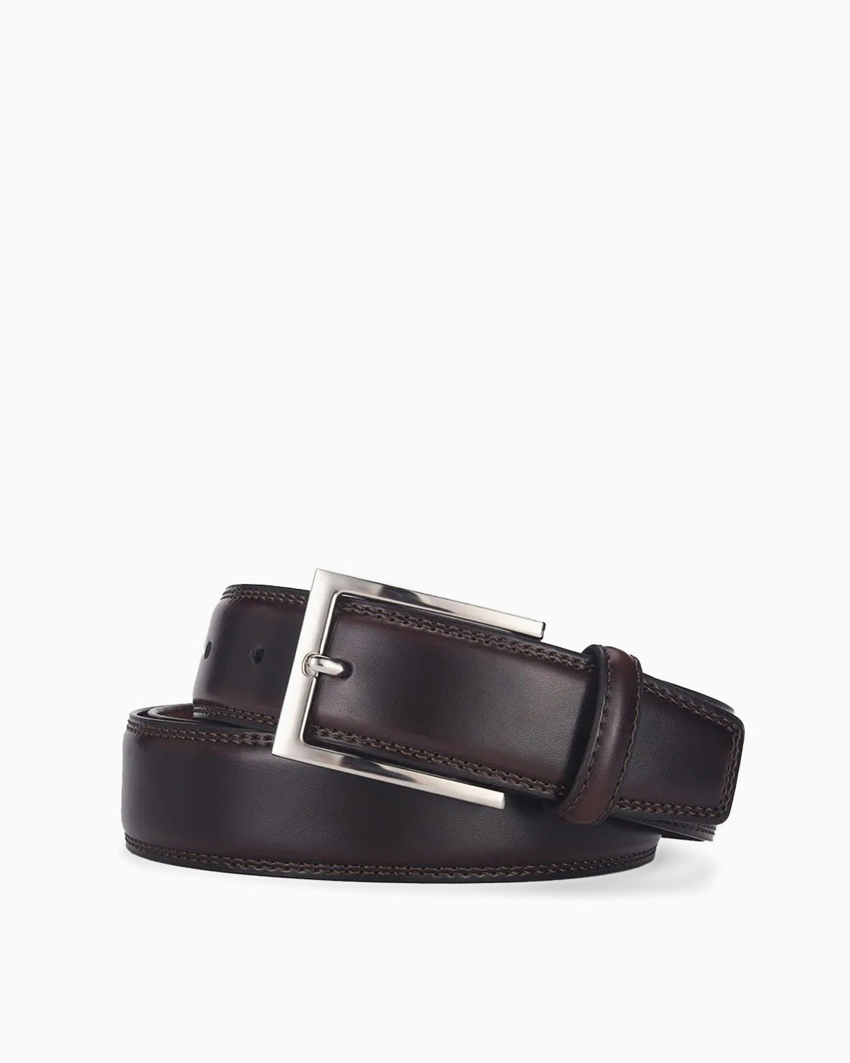 Men's Genuine Leather Dress Belt with Rectangular Buckle Black / 125 cm
