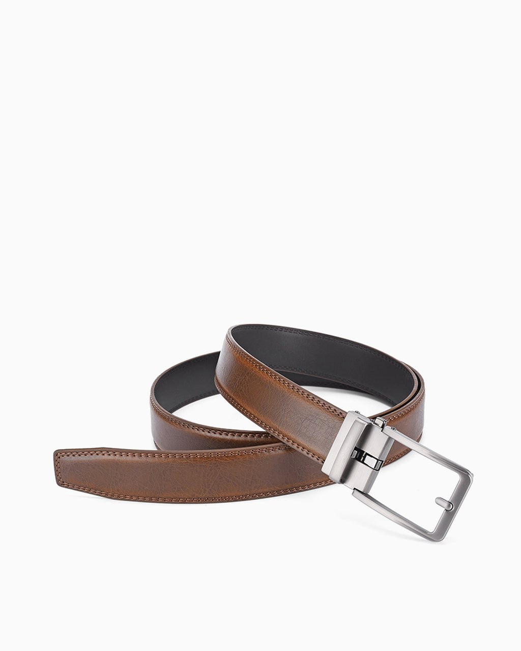 Men's Classic Genuine Leather Yellowish Brown Ratchet Belt
