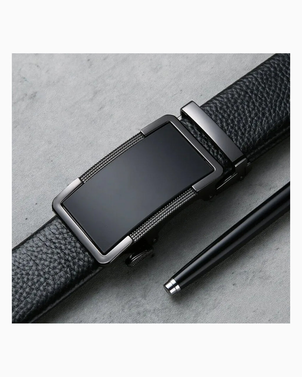 Men's Business Casual Genuine Leather  Black Ratchet Belt
