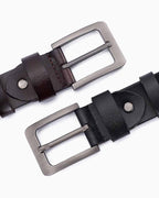 Men's Casual Genuine Leather Black ans Brown Belts with Polished Buckle