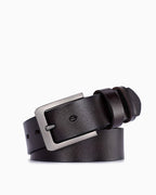 Men's Casual Genuine Leather Brown Belt with Polished Buckle
