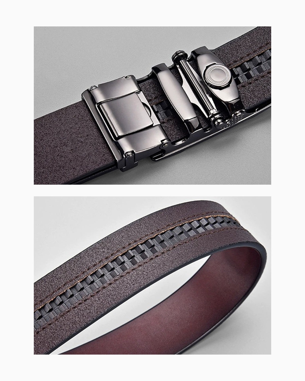 Men's Genuine Leather Ratchet Browm Belt