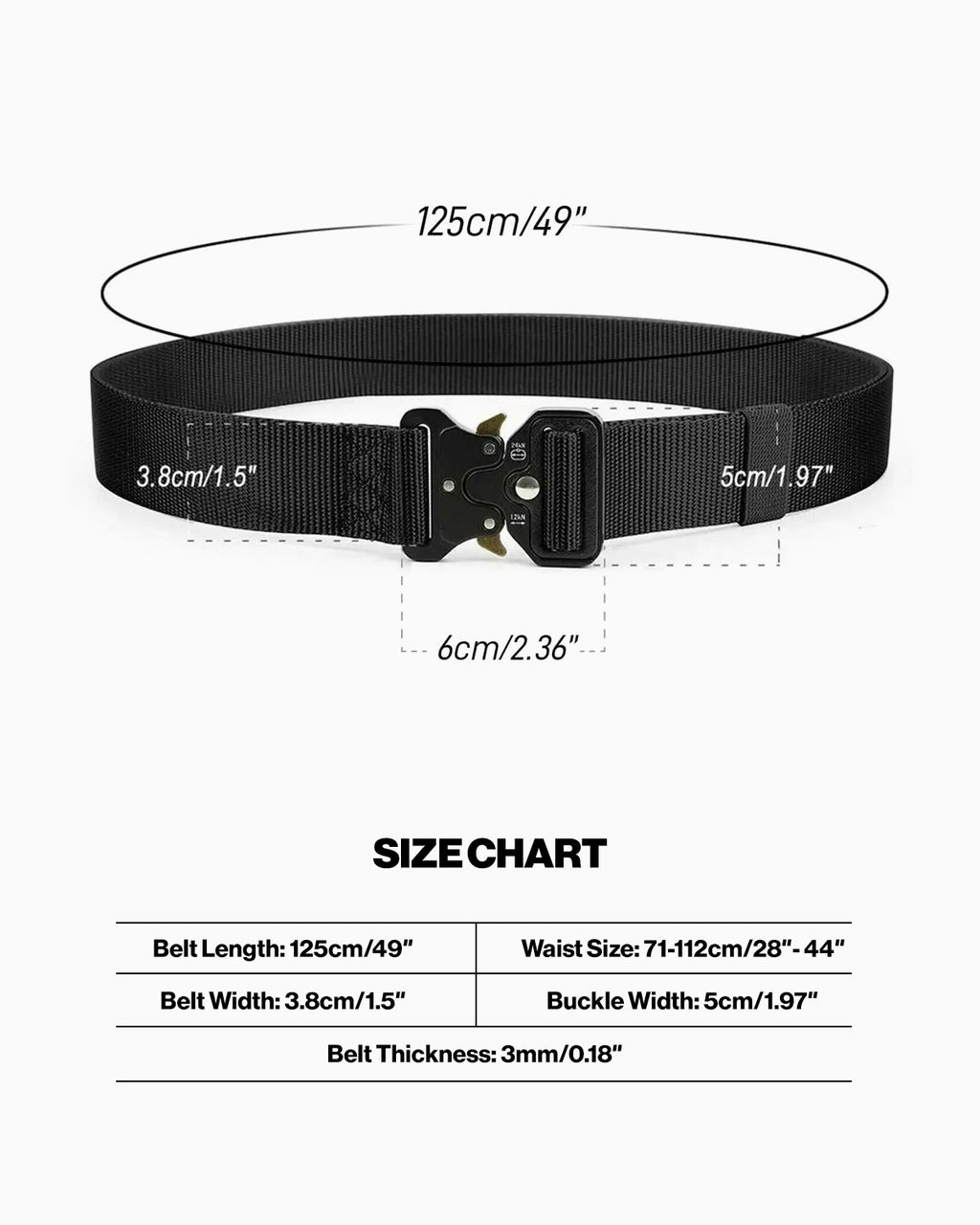 Men's Heavy-Duty Performance Tactical Black Belt with Cobra Buckle