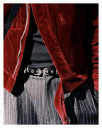 Men's Double Buckle Leather Belt – Ornate Silver Detailing with Western-Inspired Edge