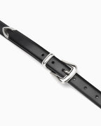 Unisex Double Buckle Black Belt with Polished Silver Hardware