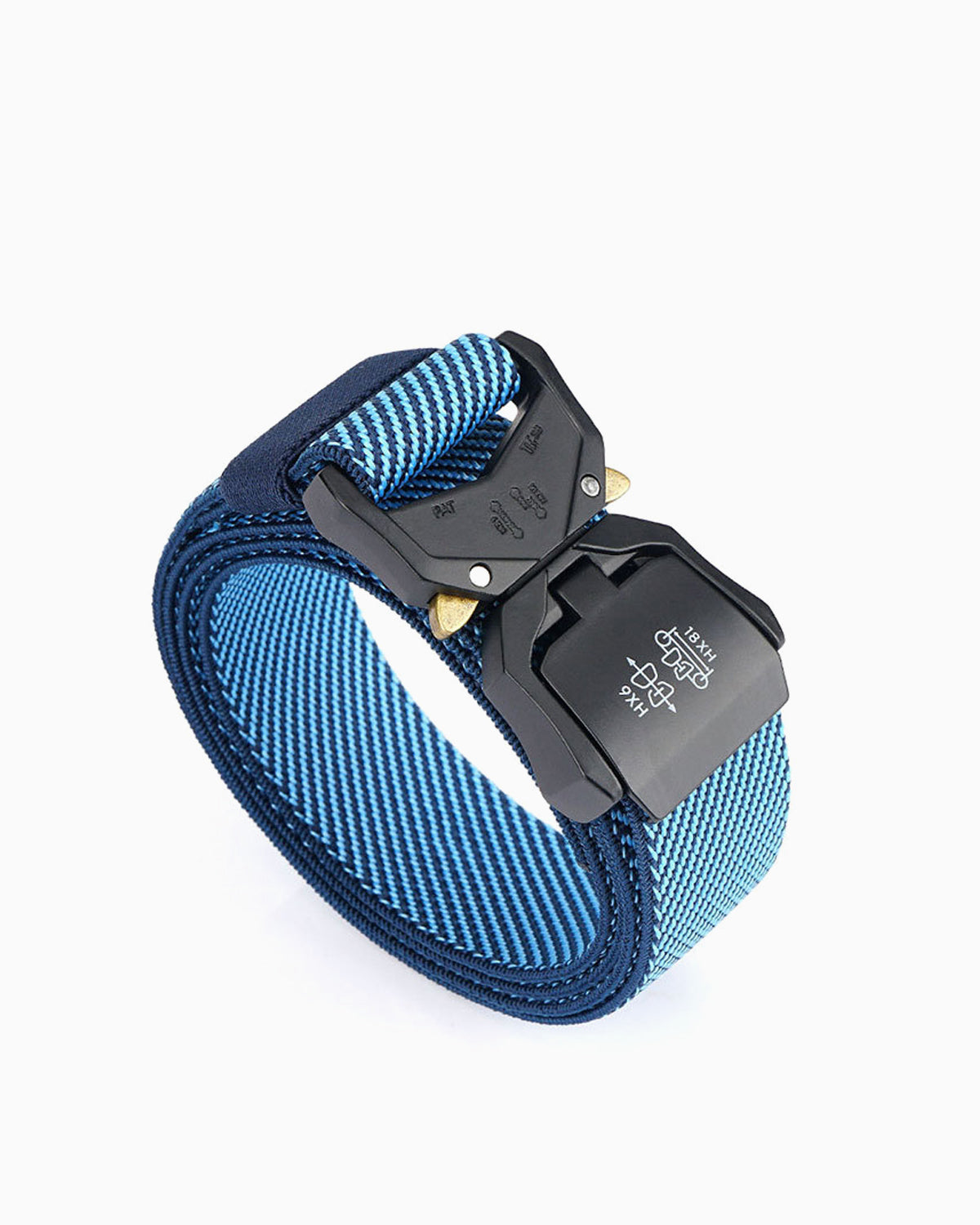 Tactical Elastic Heavy-Duty Twill Blue Belt with Quick-Release Buckle