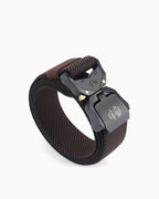 Tactical Elastic Heavy-Duty Twill Brown Belt with Quick-Release Buckle