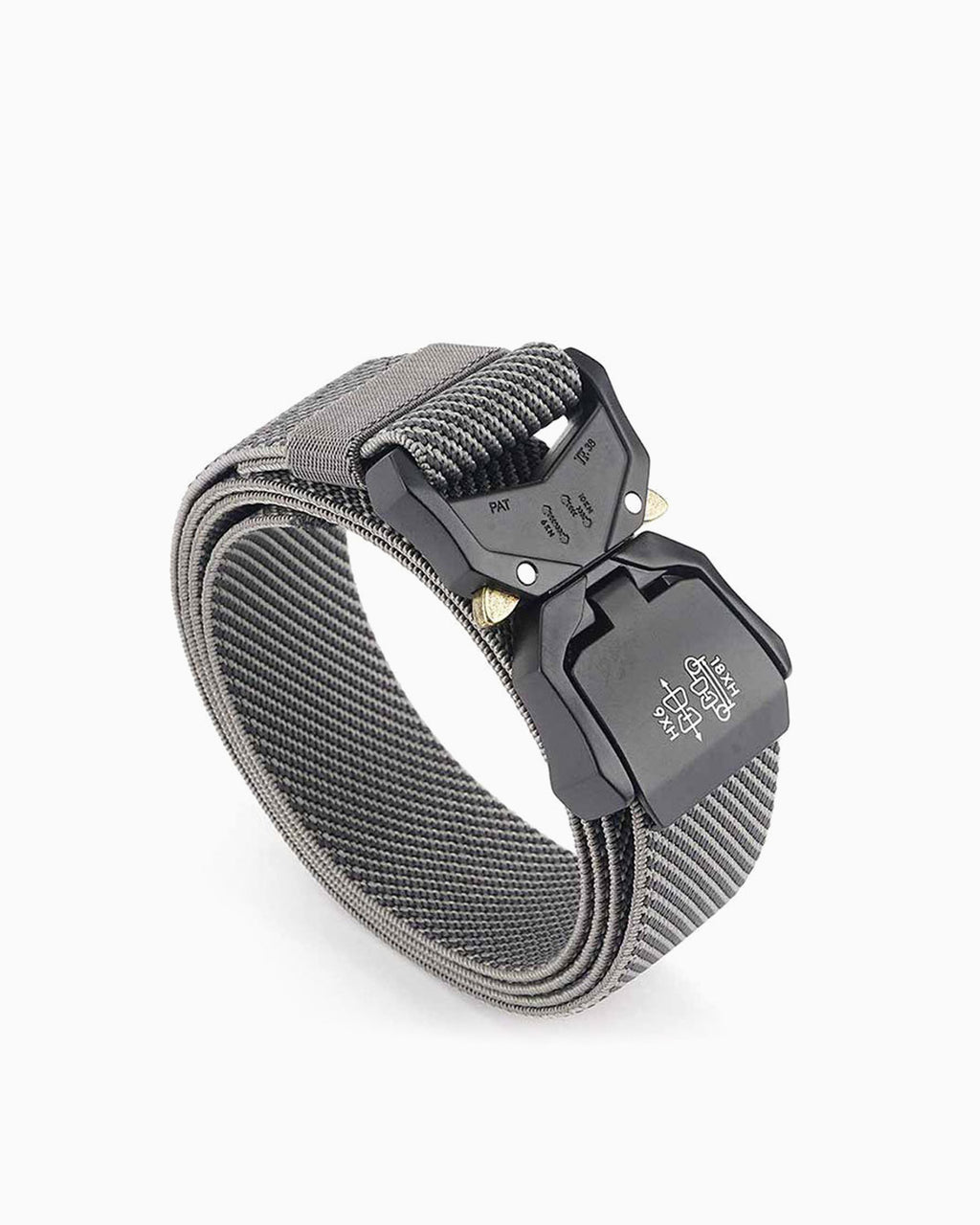 Tactical Elastic Heavy-Duty Twill Gray Belt with Quick-Release Buckle