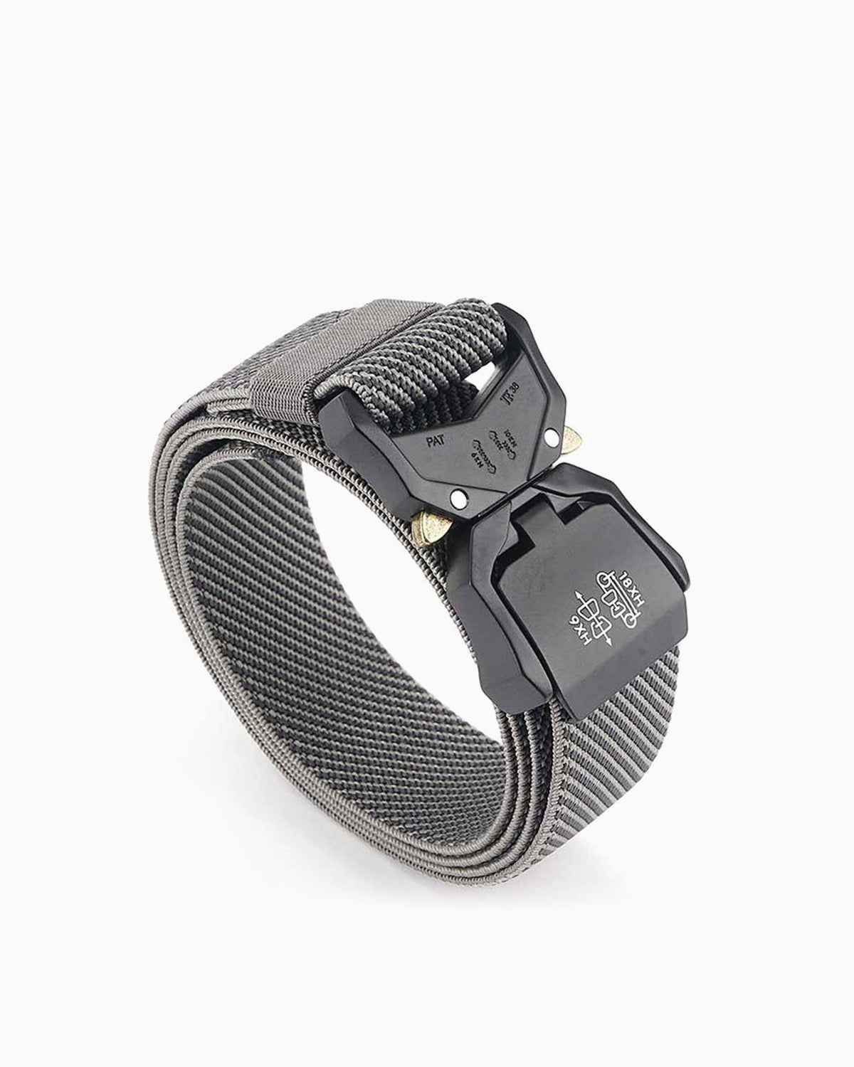 Tactical Elastic Heavy-Duty Twill Gray Belt with Quick-Release Buckle