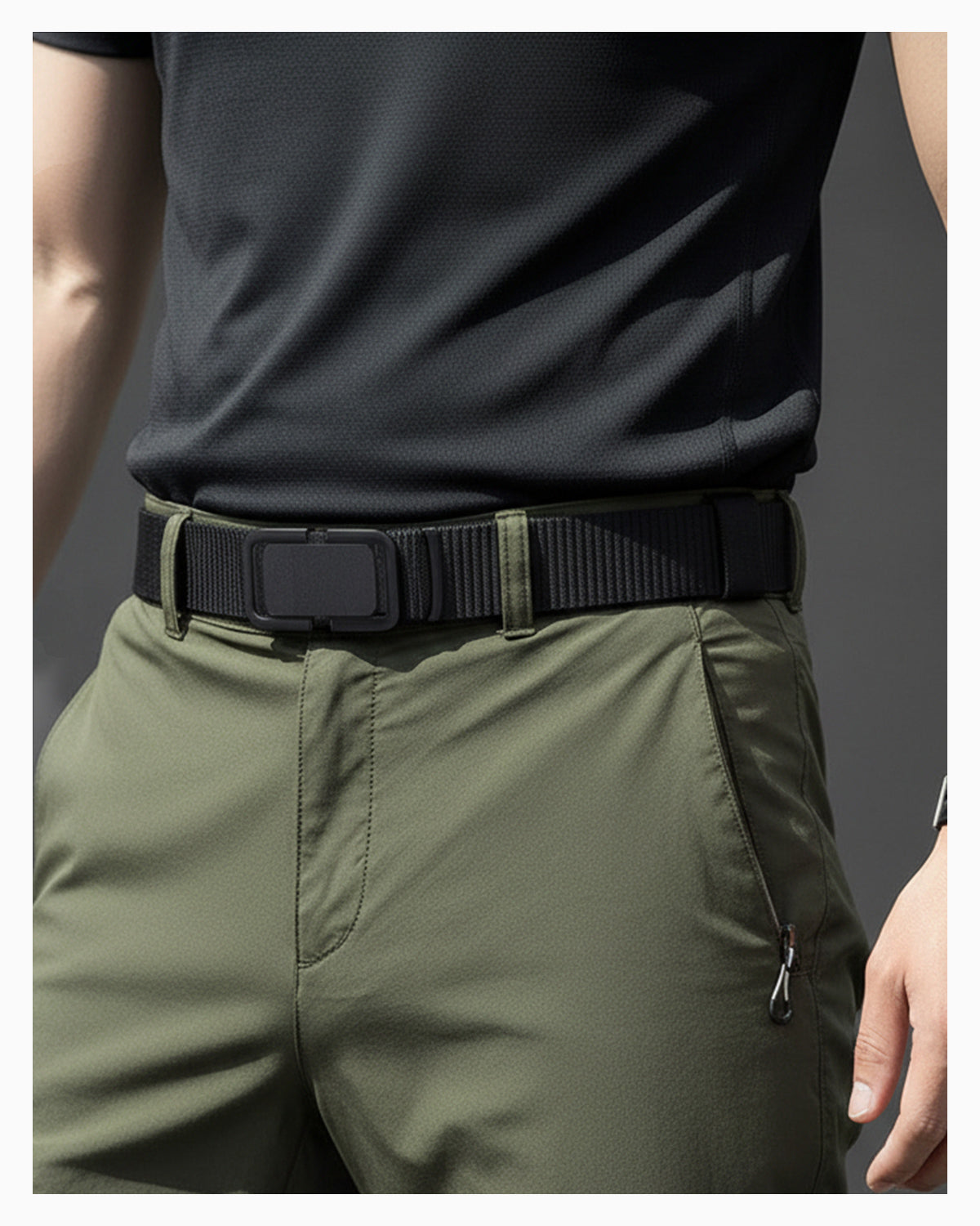 Men's Heavy-Duty Tactical Nylon Woven Black Belt with Quick-Release Metal Buckle