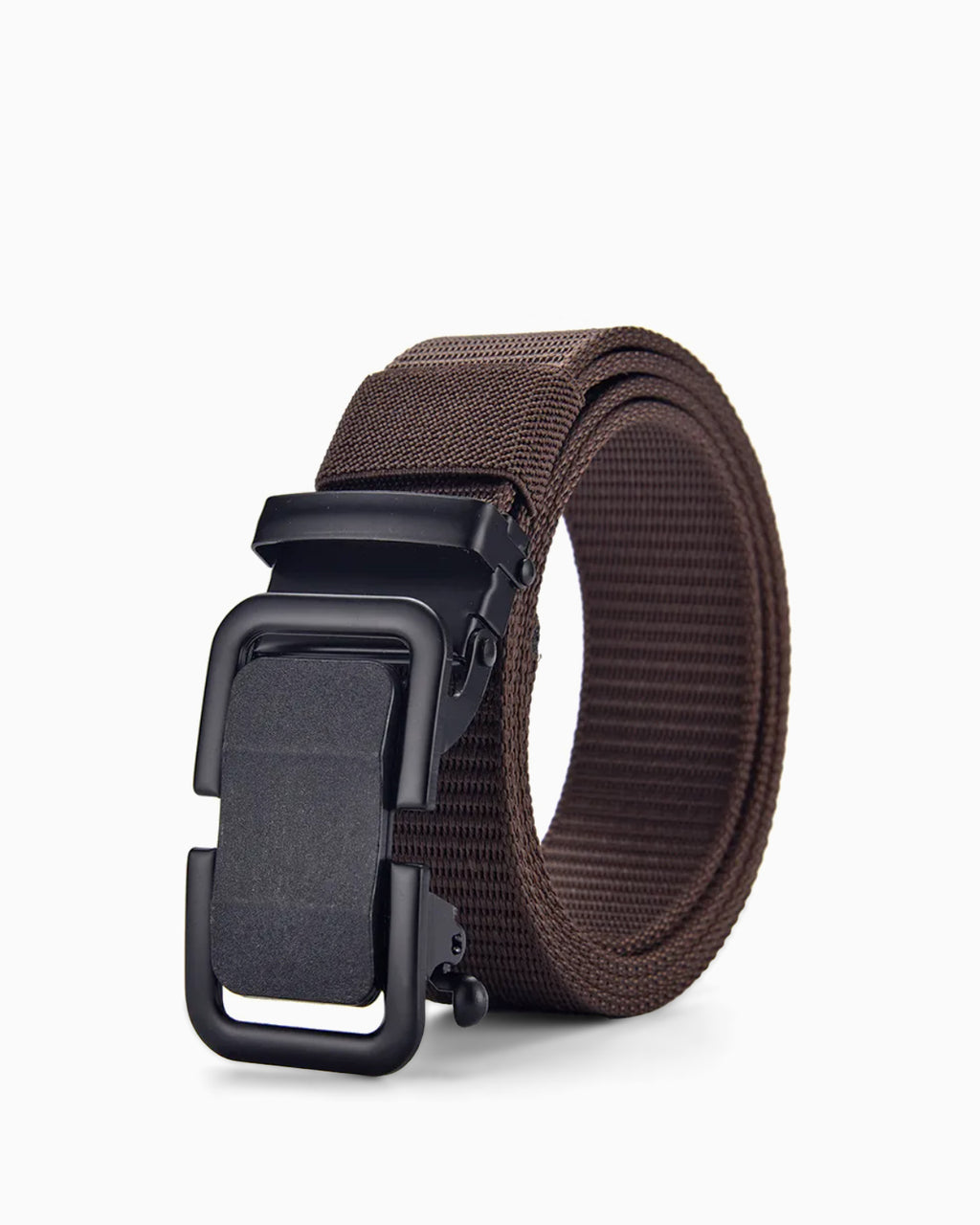 Men's Heavy-Duty Tactical Nylon Woven Brown Belt with Quick-Release Metal Buckle