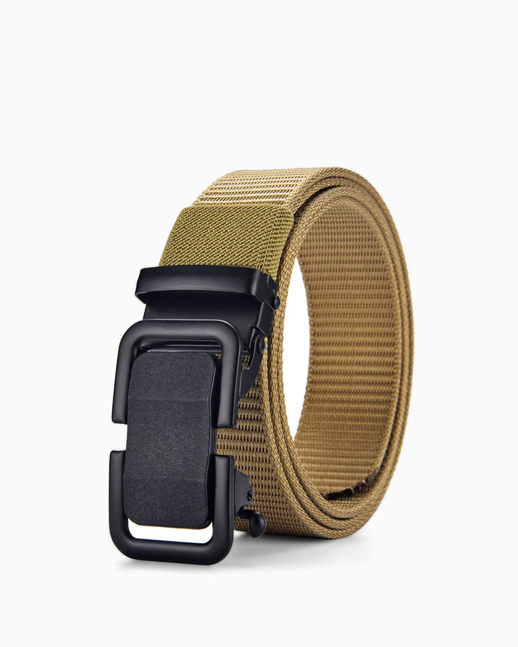 Men's Heavy-Duty Tactical Nylon Woven Khaki Belt with Quick-Release Metal Buckle