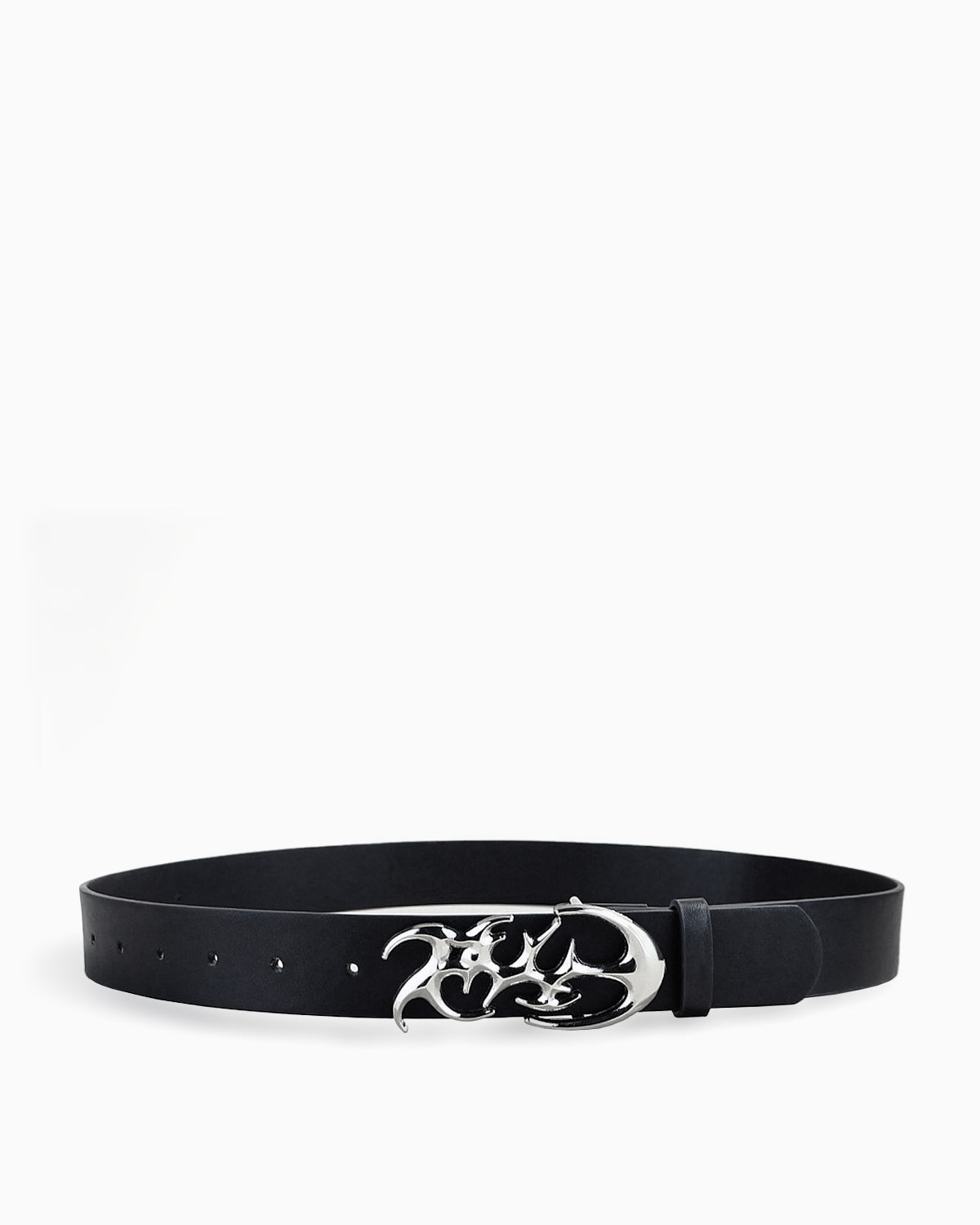 Y2K Unisex Designer Belt with Artistic Abstract Silver Buckle