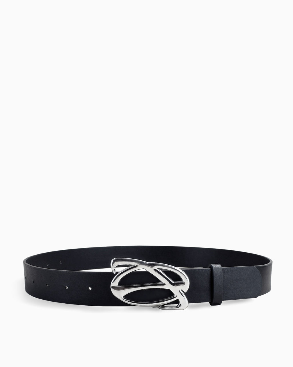 Y2K Unisex Designer Belt with an Artistic Abstract Orbit Silver Buckle