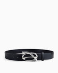 Y2K Unisex Designer Belt with an Artistic Abstract Orbit Silver Buckle