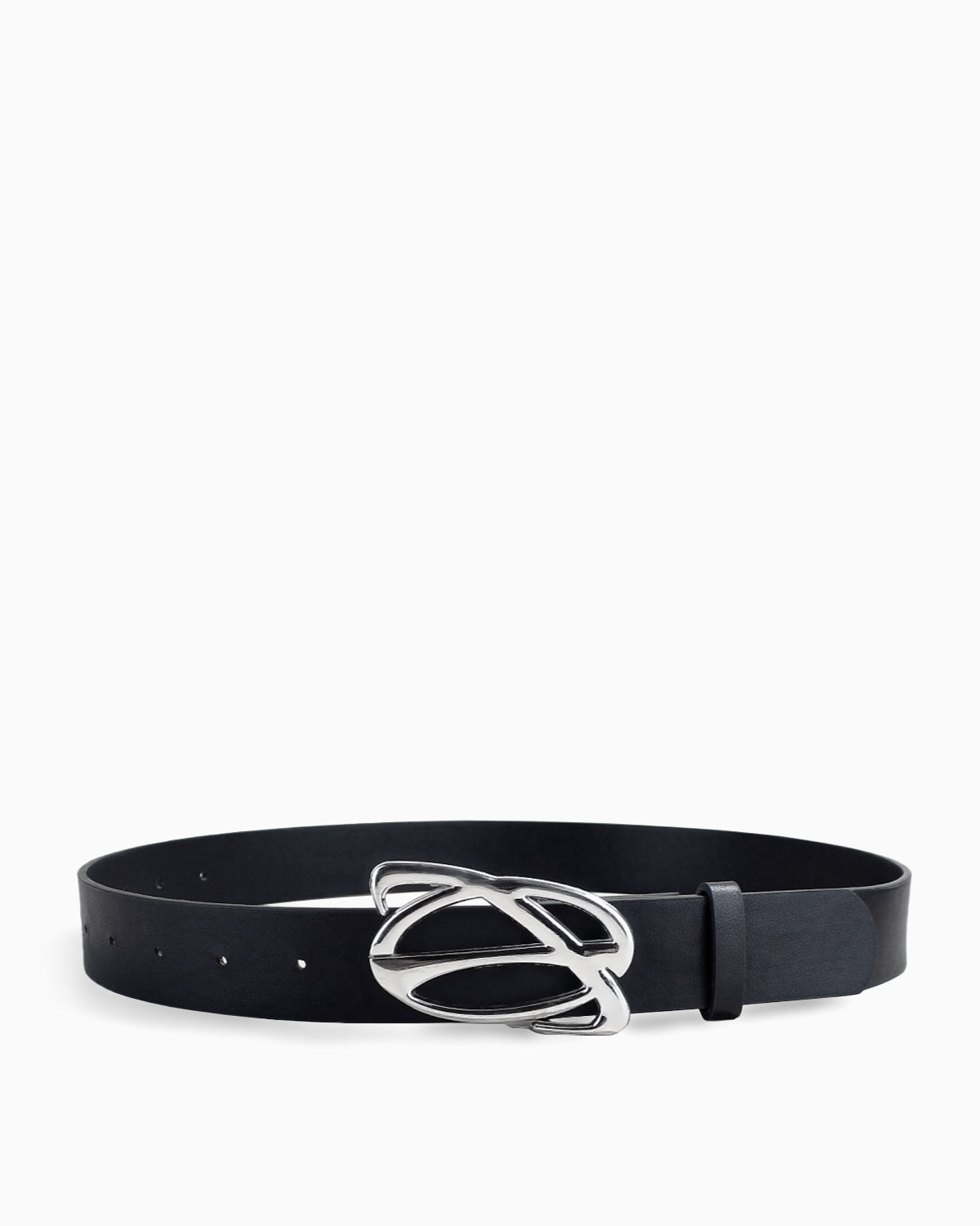 Y2K Unisex Designer Belt with an Artistic Abstract Orbit Silver Buckle