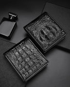 Two Genuine Crocodile Leather Men’s Wallets showing front and back