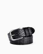Men's Casual Crocodile-Embossed Pattern Genuine Leather Belt, Black Color