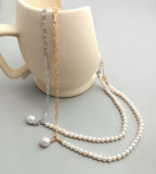 Natural Pearl & Chain Pendant Necklaces 18K Gold Plated S925 Silver