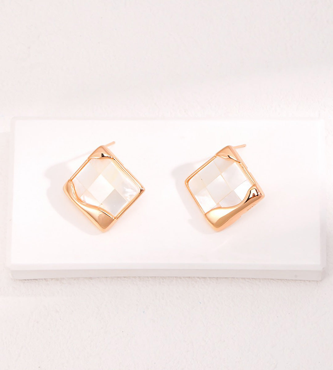 Mosaic Mother-of-Pearl Square Earrings | 18K Gold-Plated over S925 Silver
