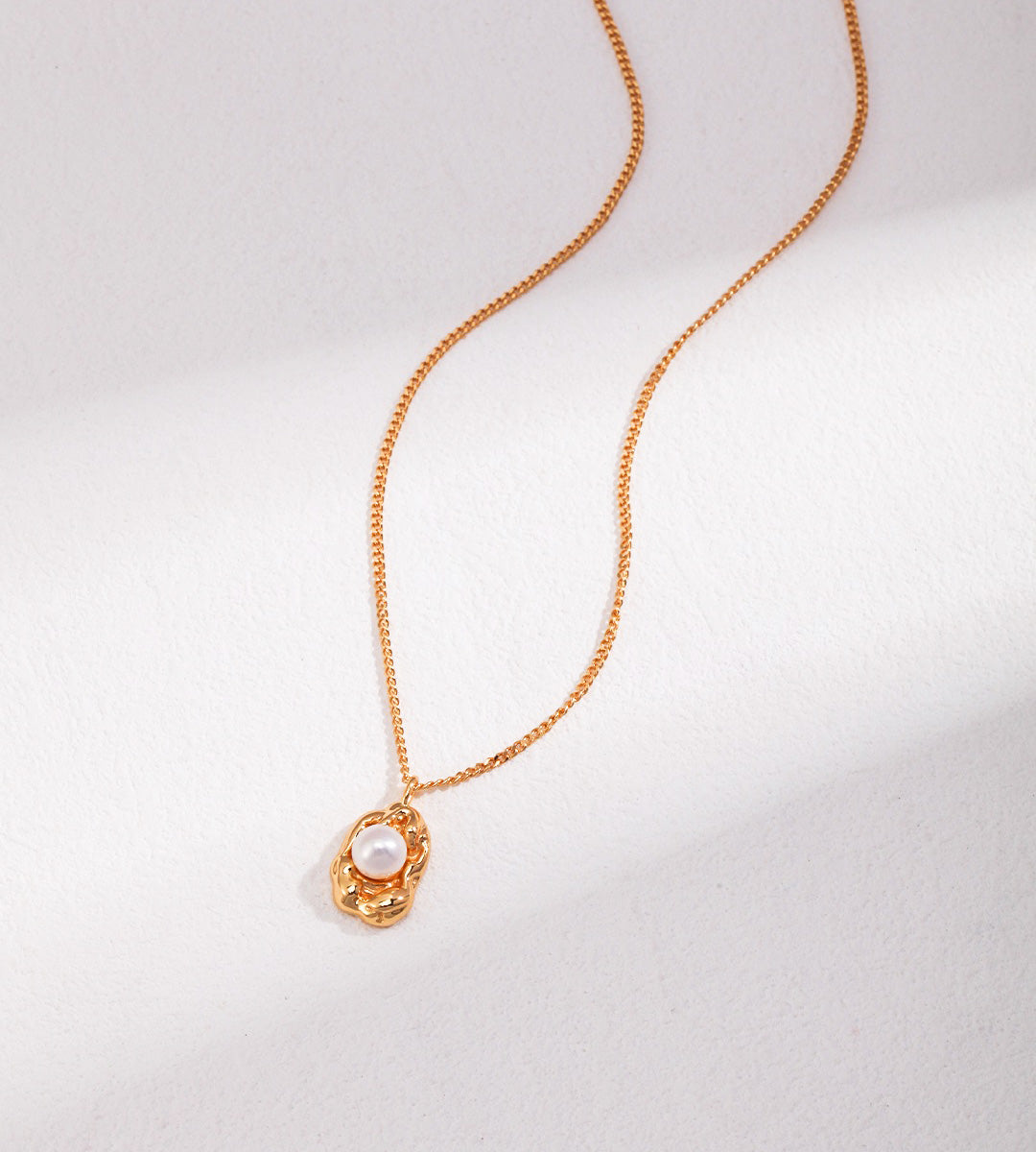 Organic Natural Pearl Pendant Necklace | 18K Gold-Plated S925 Silver