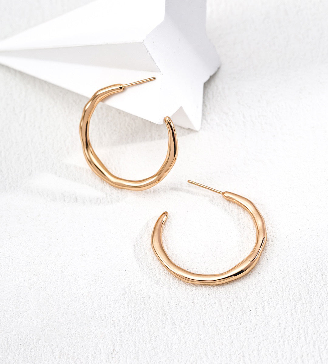 Irregular Organic Open Hoop Earrings | 18K Gold-Plated over S925 Silver