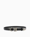 Statement Leather Belt with Silver Rings & Tip - Unisex, Black Color