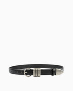 Statement Leather Belt with Silver Rings & Tip - Unisex, Black Color