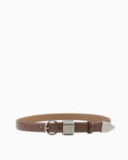 Statement Leather Belt with Silver Rings & Tip - Unisex, Coffee Color