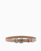 Statement Leather Belt with Silver Rings & Tip - Unisex, Taro Pink Color