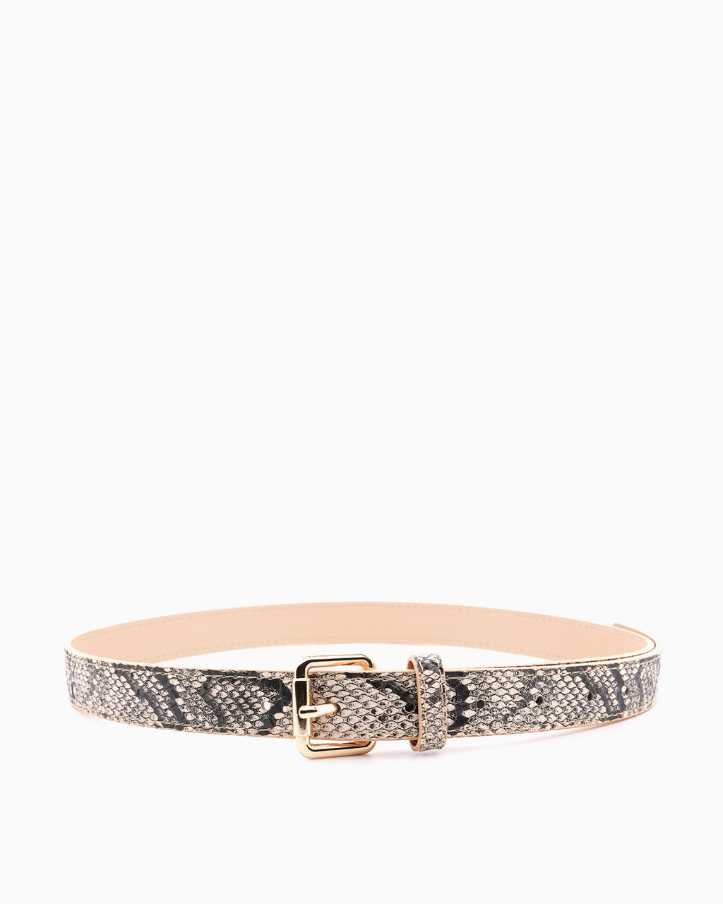 Women's Statement Snakeskin Pattern Belt with Gold Buckle
