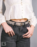 Women's Statement Snakeskin Pattern Belt with Gold Buckle