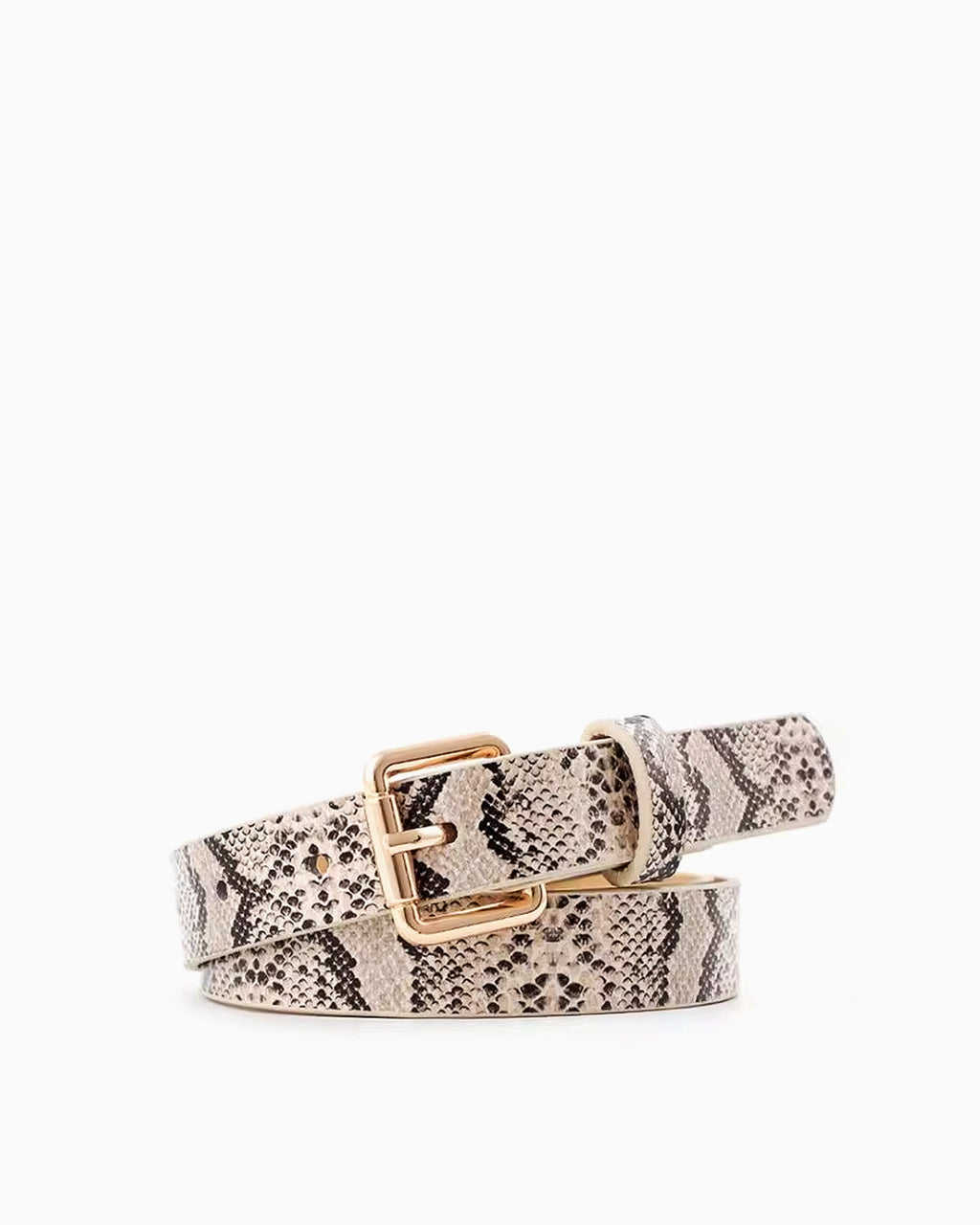Women's Statement Snakeskin Pattern Belt with Gold Buckle