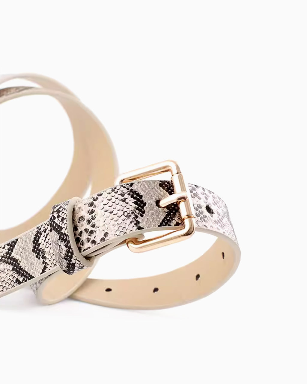 Women's Statement Snakeskin Pattern Belt with Gold Buckle