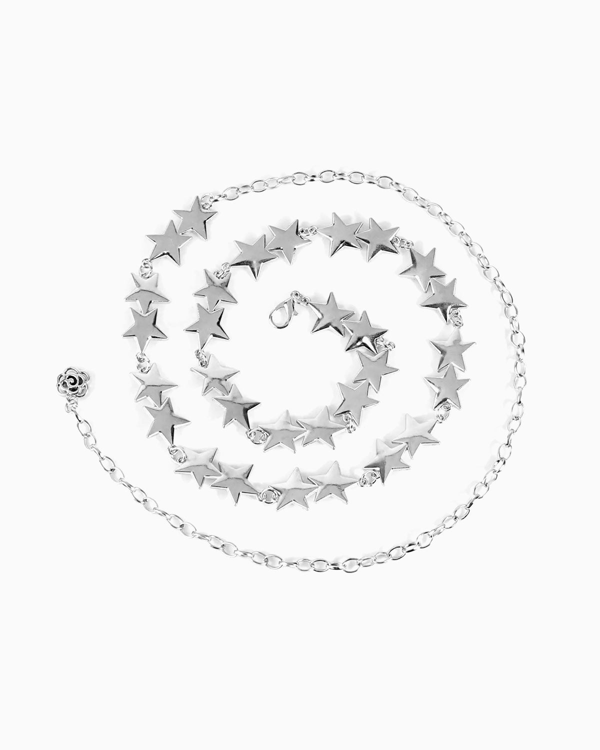 Women's Star Charm Silver Chain Belt