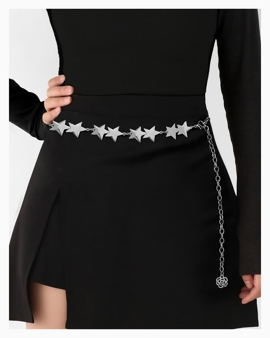 Women's Star Charm Silver Chain Belt