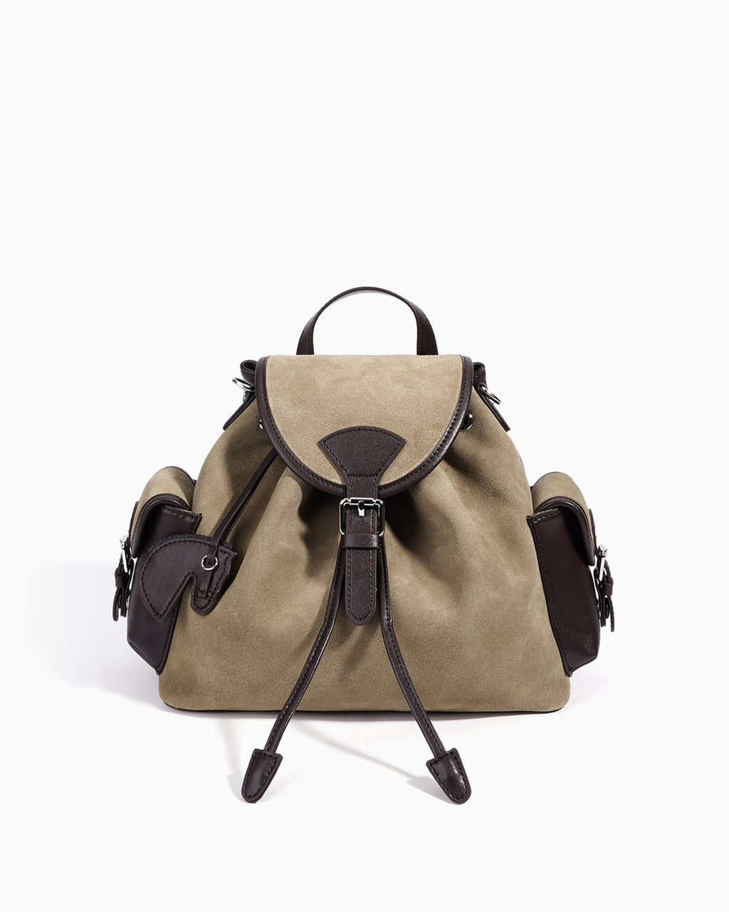 Sand-beige Women's Vintage Suede Leather Backpack | BUCKLE Collective