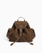 Walnut-brown Women's Coffee-Brown Vintage Suede Leather Backpack | BUCKLE Collective