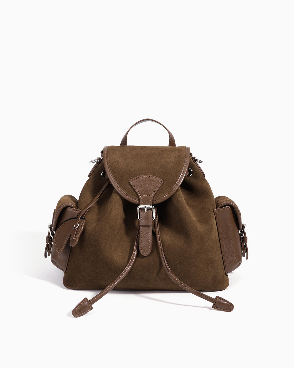 Walnut-brown Women's Coffee-Brown Vintage Suede Leather Backpack | BUCKLE Collective