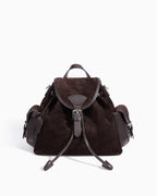Women's Espresso-Brown Vintage Suede Leather Backpack | BUCKLE Collective
