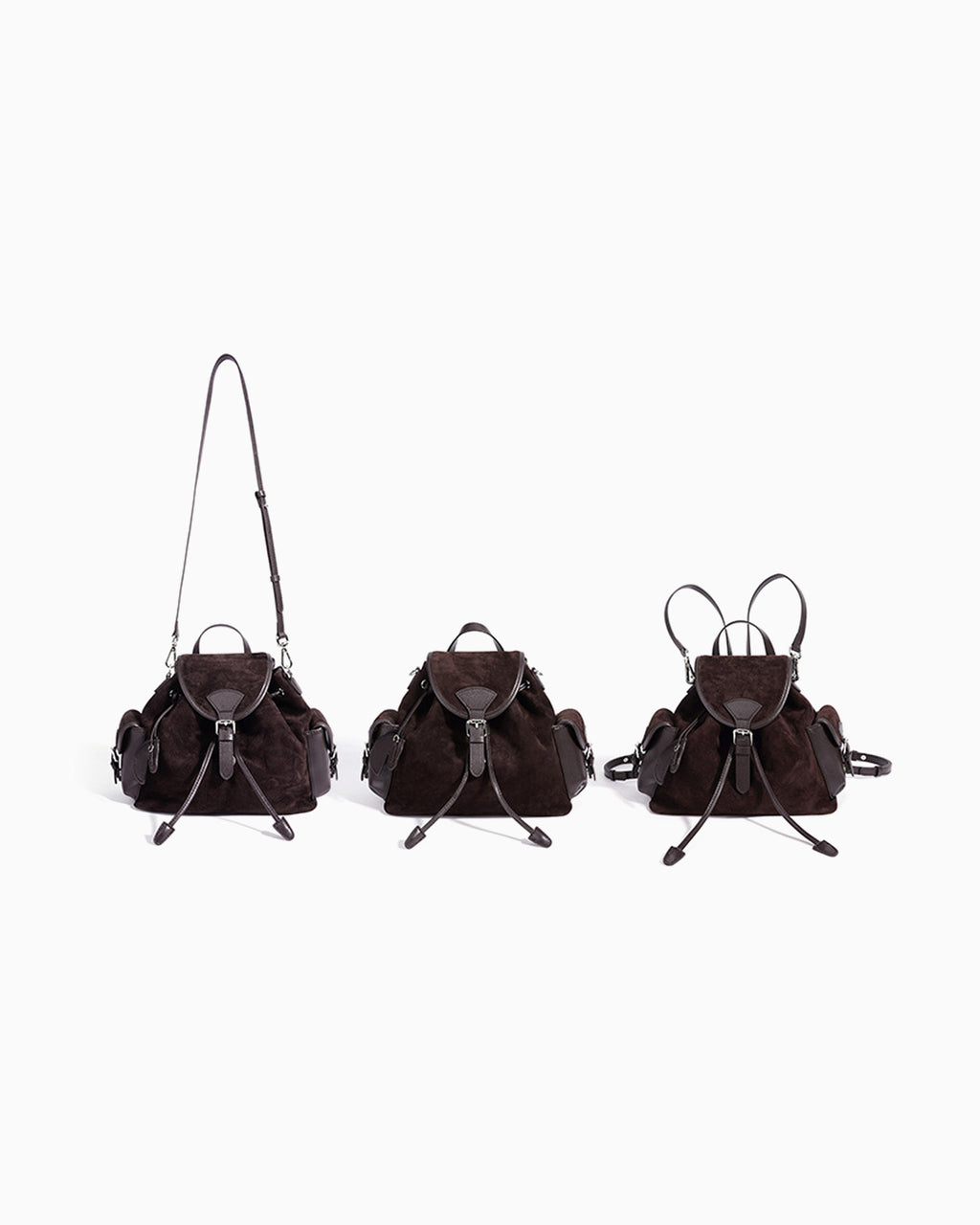 Espresso-Brown Suede Leather Backpack by BUCKLE Collective
