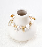 Sunlit Baroque Pearl & Quartz Crystals Bracelet 18K Gold-Plated over S925 Sterling Silver