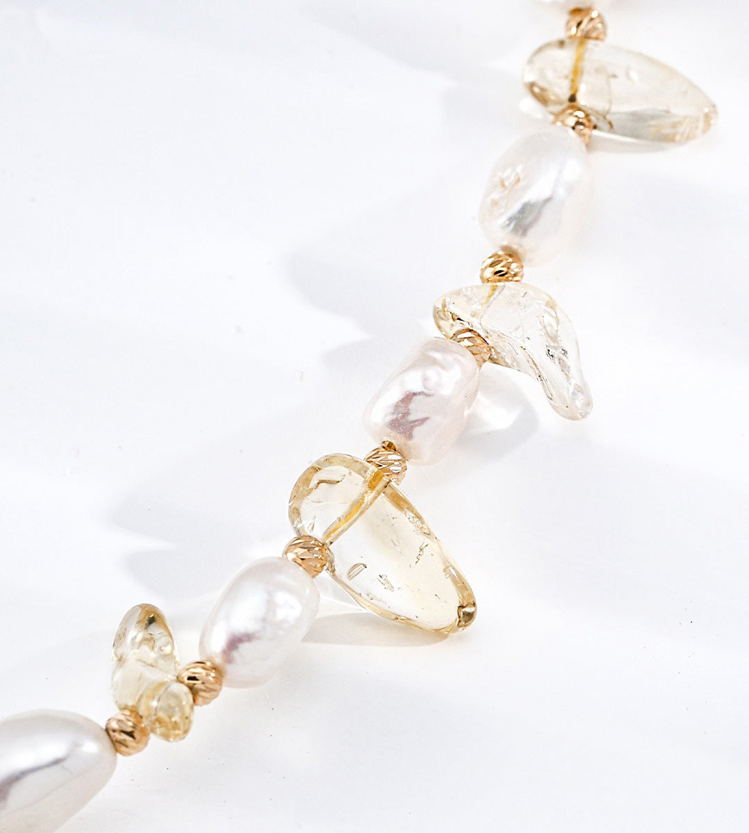 Sunlit Baroque Pearl & Quartz Crystals Bracelet 18K Gold-Plated over S925 Sterling Silver