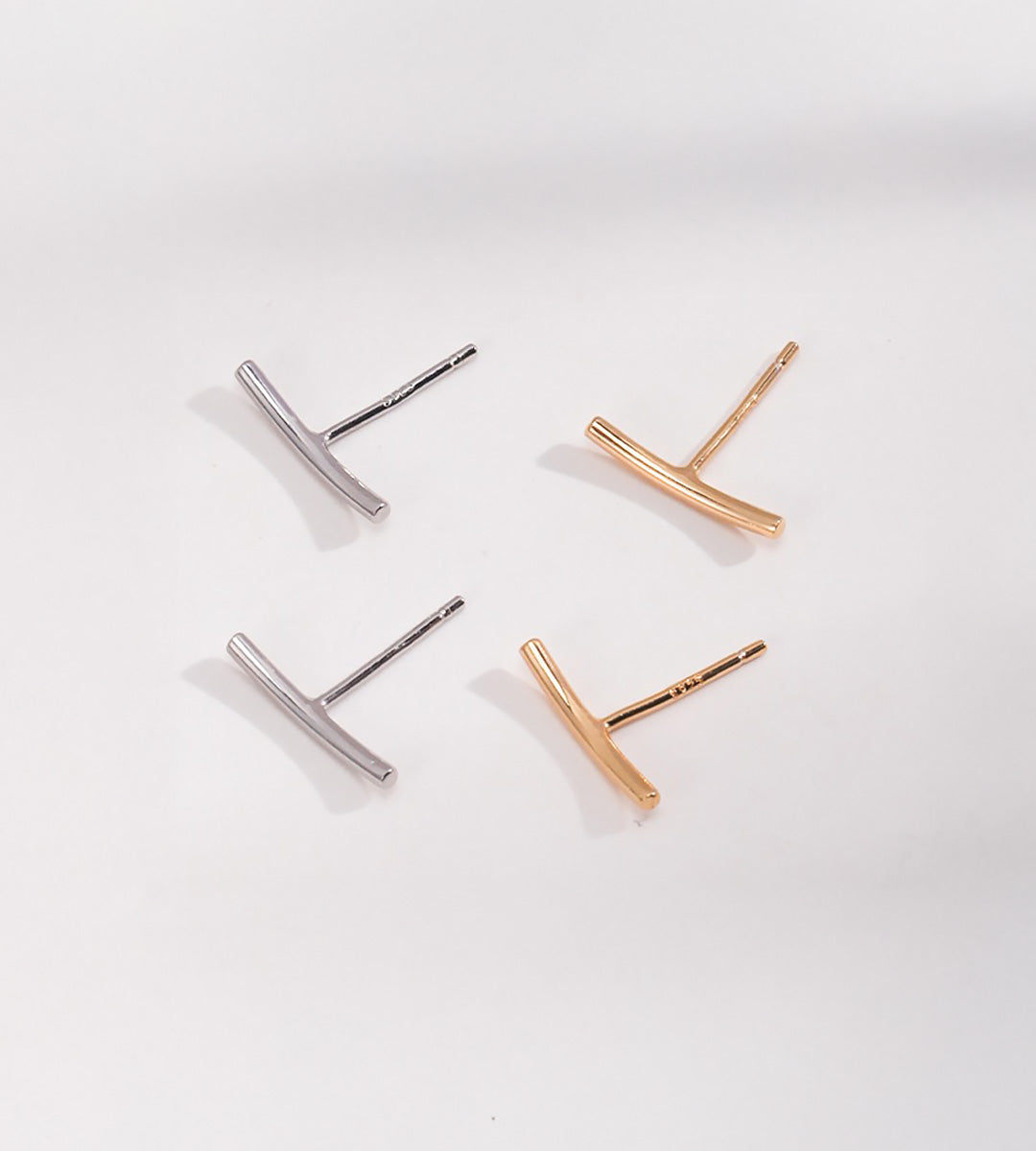 18K Gold-Plated and 18K White-Gold-Plated S925 Silver T-Bar Long Chain Tassel Drop Earrings