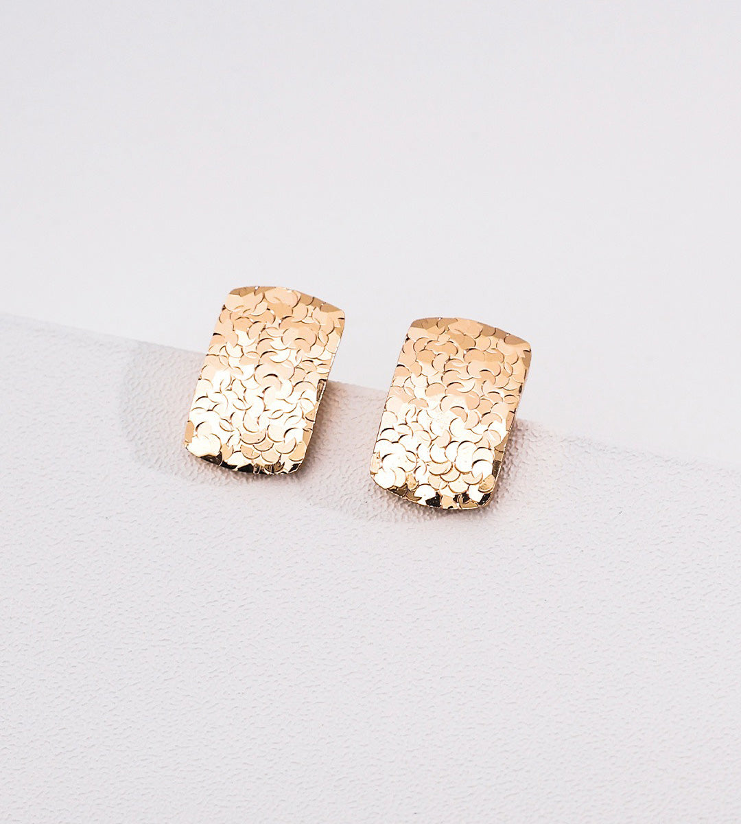 Textured Rectangle Stud Earrings | 18K Gold Plated S925 Silver