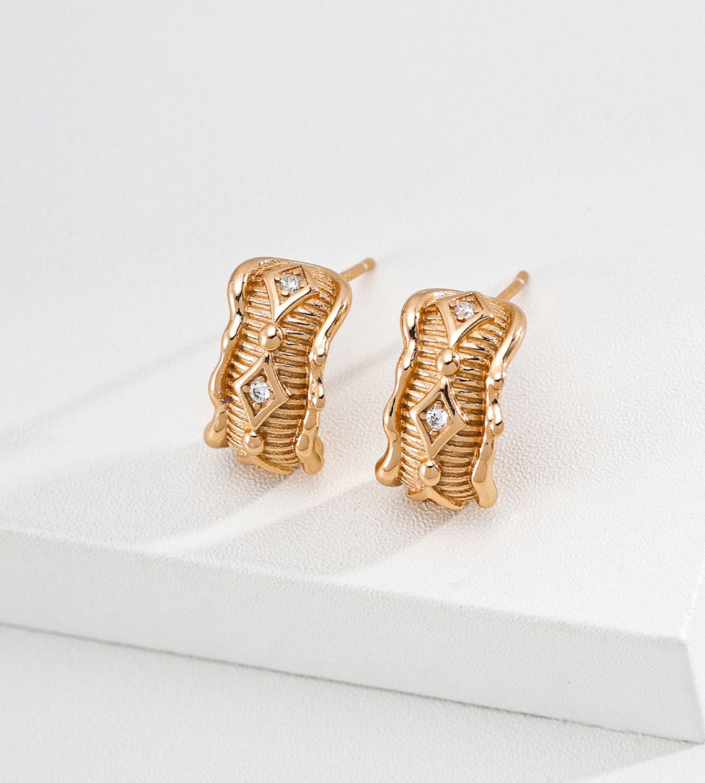 Contemporary Antique Filigree Half-Hoop Studs